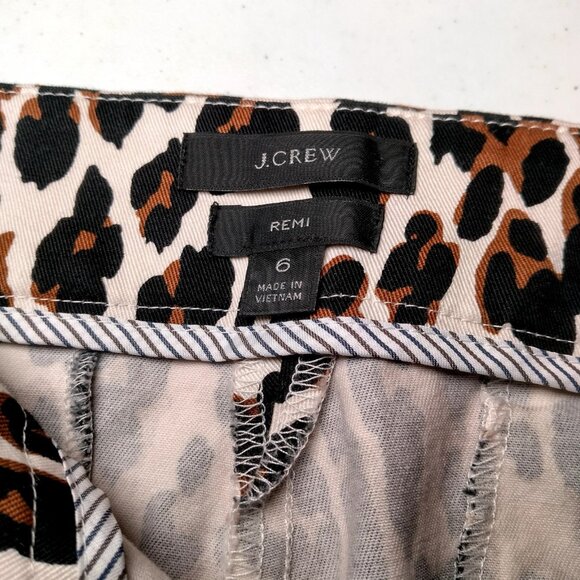 J Crew Remi Pants Women Size 6 Leopard Print Stretch Twill Zip Up Cat Print - Picture 5 of 15